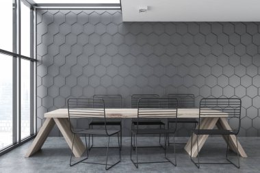 Gri petek desen yemek odası iç