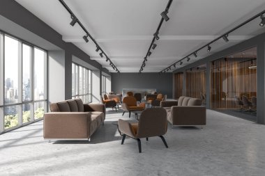 Ofis Bekleme Odası, kahverengi koltuklar