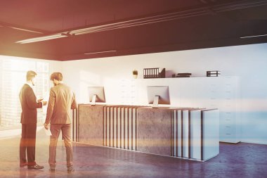 Beyaz ofis köşe, tonda taş Resepsiyon Masa