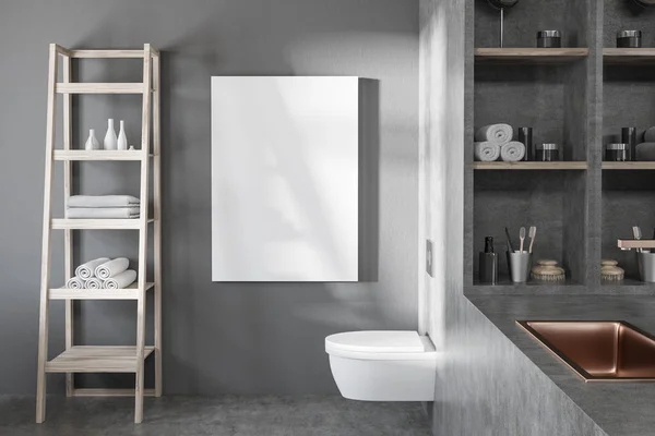 회색 목욕탕 수 채 및 화장실 — 스톡 사진