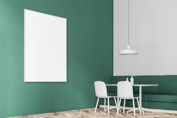 Grön och vit café hörnet, inramad affisch — Stockfoto