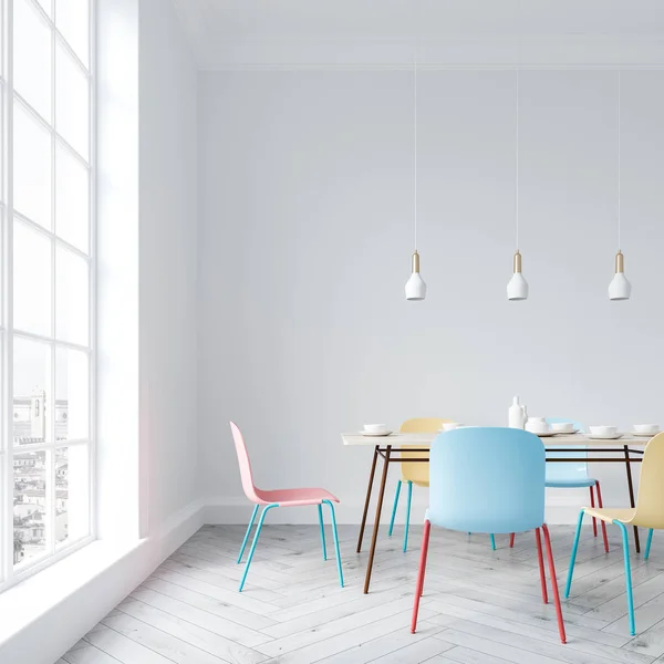 Bright chairs dining room interior close up — Stock Photo, Image