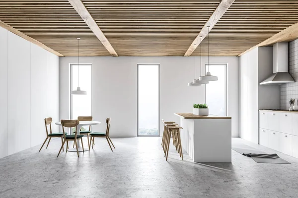Interiör av ett modernt vitt kök — Stockfoto