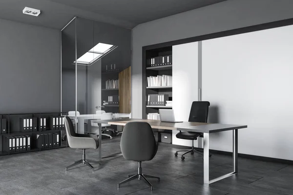 Gray and white modern office interior — Stock Photo, Image