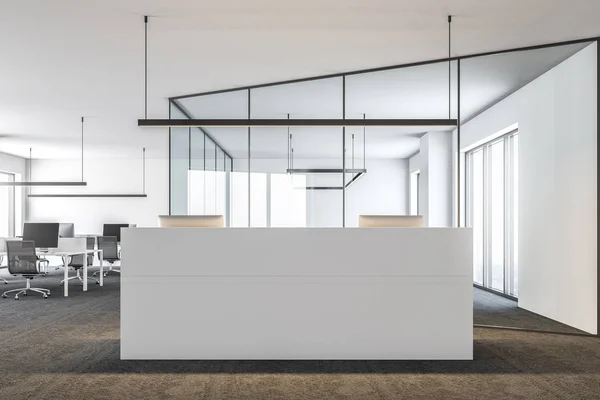 Moderne Büro-Lobby, weißer Empfang — Stockfoto