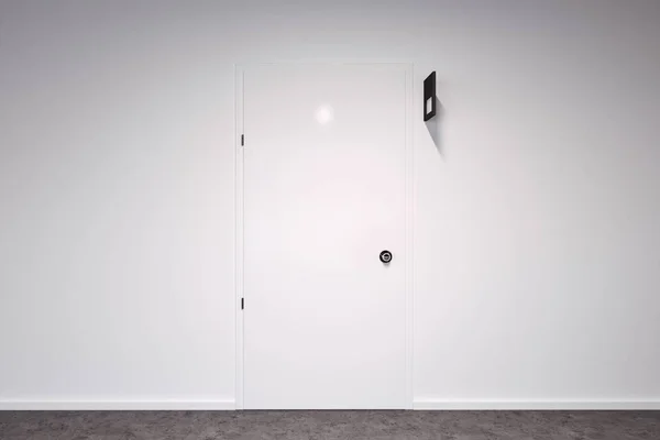 Puerta cerrada en una habitación de pared blanca — Foto de Stock