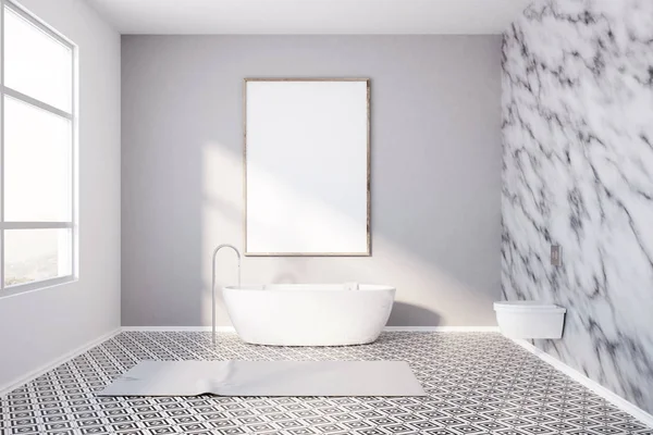 Современная ванная комната мраморные стены и постер — стоковое фото