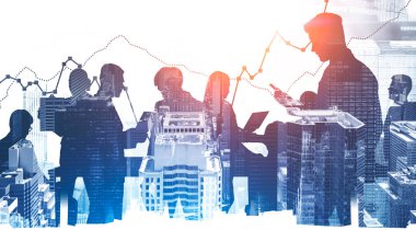 Ortaklık ve takım çalışması konsepti. Şehirdeki insanlar