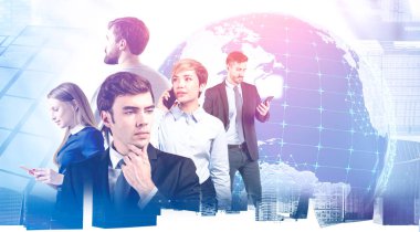 Küresel dünyada uluslararası iş ekibi