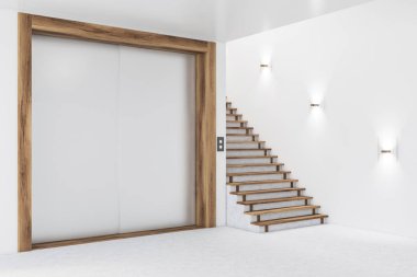 Beyaz ofis asansörünün köşesi.