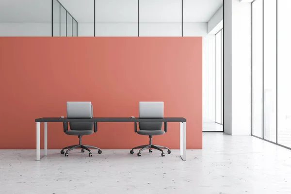 Rojo elegante espacio abierto oficina interior —  Fotos de Stock