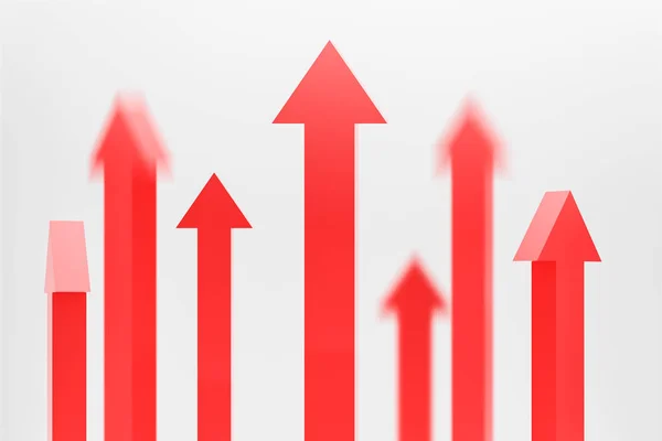 Blurry red arrows pointing up, growth concept — Stockfoto