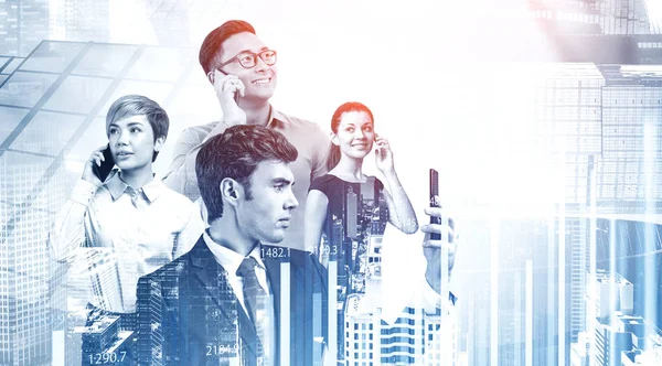 Diverse modern business team. Technology
