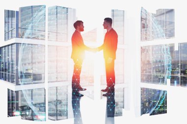 İş adamları el sıkışıyor, uluslararası ortaklık