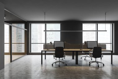 Modern gri ofis iç mimarisi