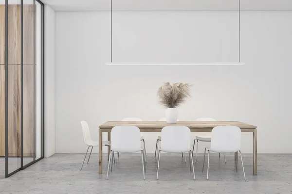 Minimalistic white dining room interior — Stock Photo, Image