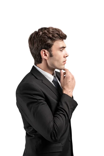 Side view of pensive businessman, isolated — Stock Photo, Image