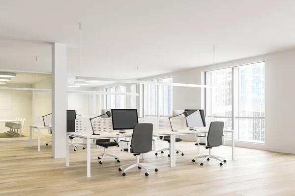 Open space office with meeting room — Stock Photo, Image