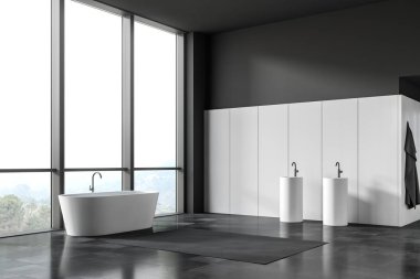 Siyah beyaz panoramik banyo köşesi