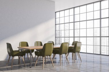 Beyaz panoramik yemek odası köşesi