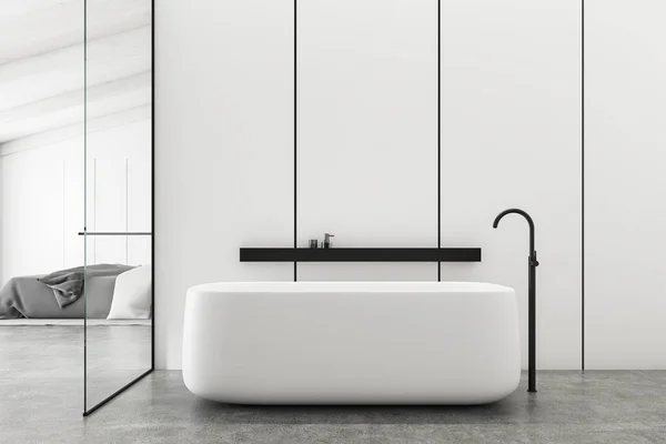 Fehér panel fürdőszoba és hálószoba belső — Stock Fotó