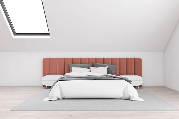 Grenier chambre principale avec lit orange — Photo