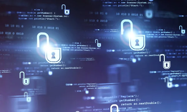 Interfaz de seguridad cibernética inmersiva púrpura —  Fotos de Stock