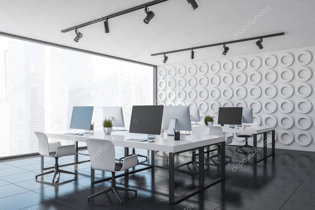 White open space office corner