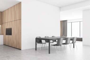 Ahşap yemek odası ve mutfak köşesi