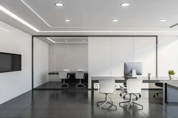 Biały panel Biuro Ceo z salą posiedzeń — Zdjęcie stockowe