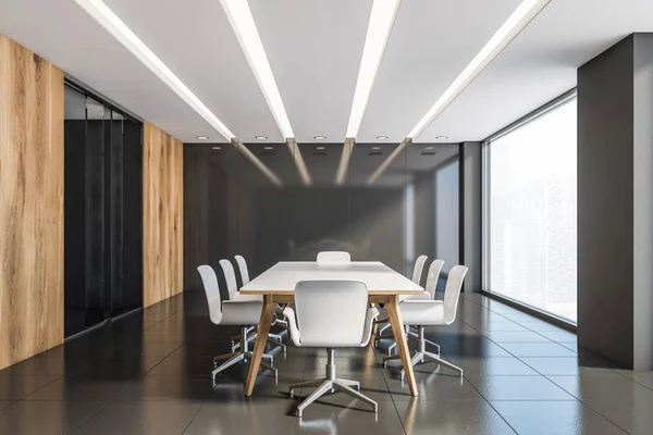Holz und grau Konferenzraum Interieur — Stockfoto
