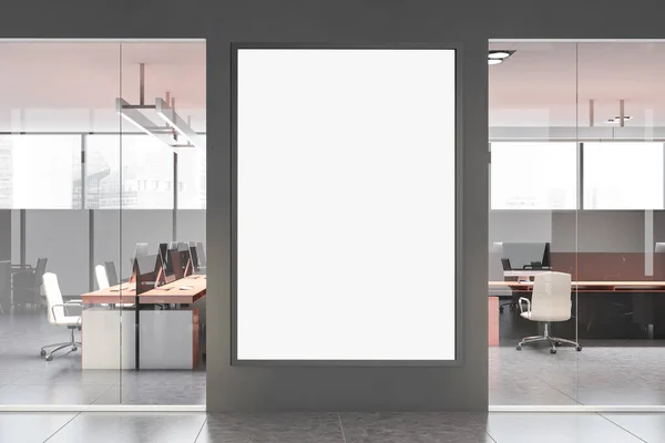 Gray office interior with poster — Stock Photo, Image