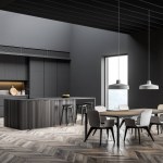 stock-photo-gray-kitchen-corner-with-bar