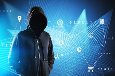 Tanımlanamayan hacker, siber güvenlik arayüzü