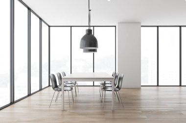 Beyaz panoramik Endüstri tarzı yemek odası