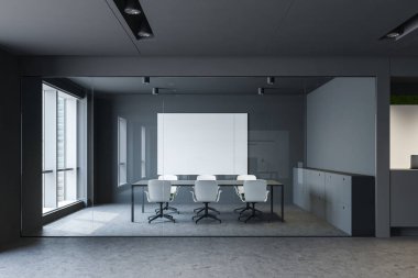 Poster ile gri konferans salonu iç