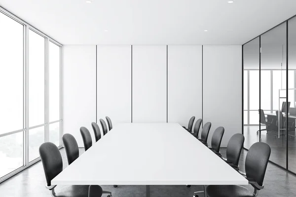 White panel meeting room and open space office — Stockfoto