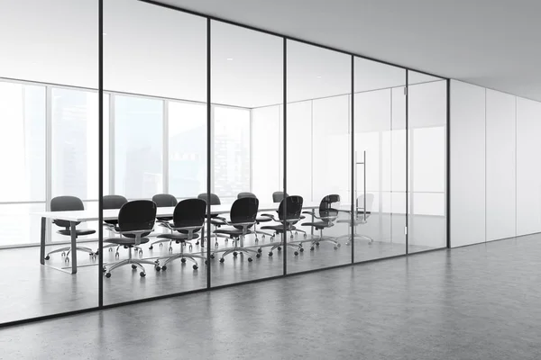 White panel panoramic meeting room corner