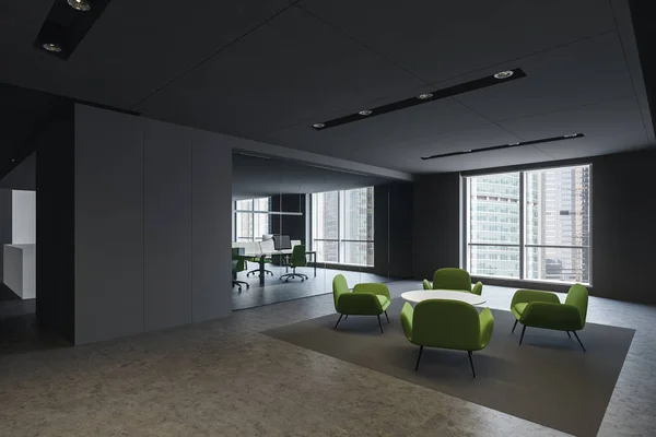 Salón de oficinas gris y área de espacio abierto —  Fotos de Stock