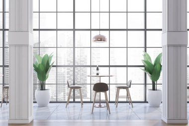 Modern panoramik beyaz restoran içi