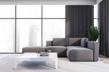 Kanepe ile gri oturma odası iç