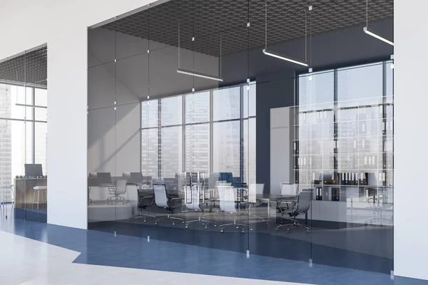 Branco e azul sala de reuniões interior — Fotografia de Stock