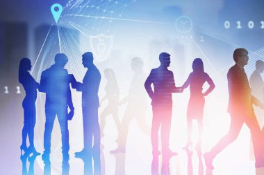 Modern şehirde iş adamları, iletişim.