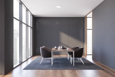 Koltuk ile gri yemek odası iç