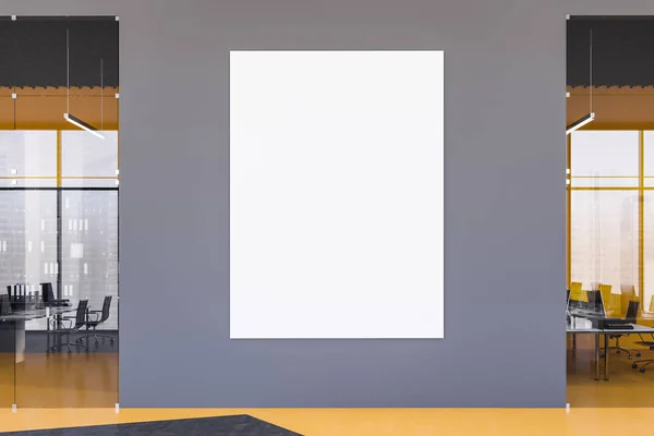 Mock up poster in gray and yellow office