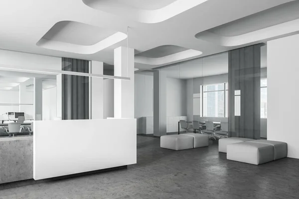 现代办公室的白色接待和休息区 — 图库照片