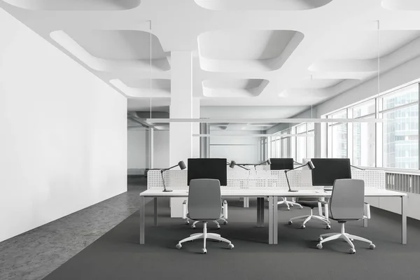 Moderní bílý otevřený prostor interiér kanceláře — Stock fotografie