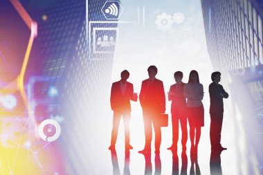 Şehirdeki iş adamları, büyük veri arayüzü