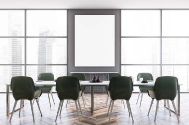 Poster ile gri yemek odası iç