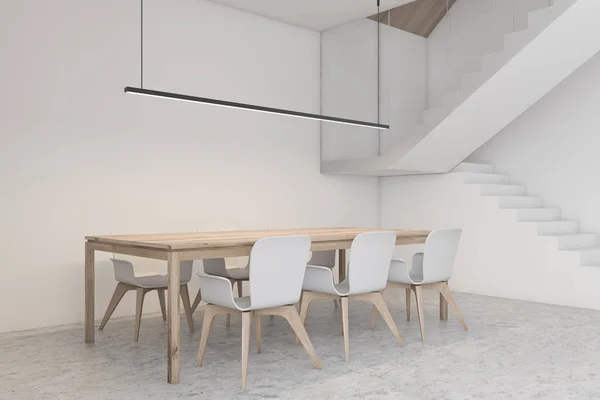 White dining room corner with stairs — 스톡 사진